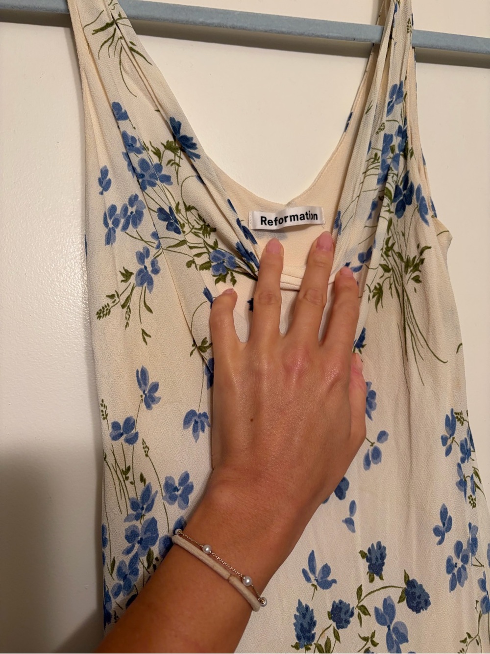 Reformation Floral Blue and White Maxi dress